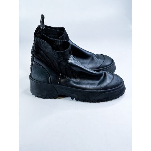 Zara TRF Size US 9 (EU 40) Rugged Chunky Sole Leather Boots - Black - Picture 5 of 10